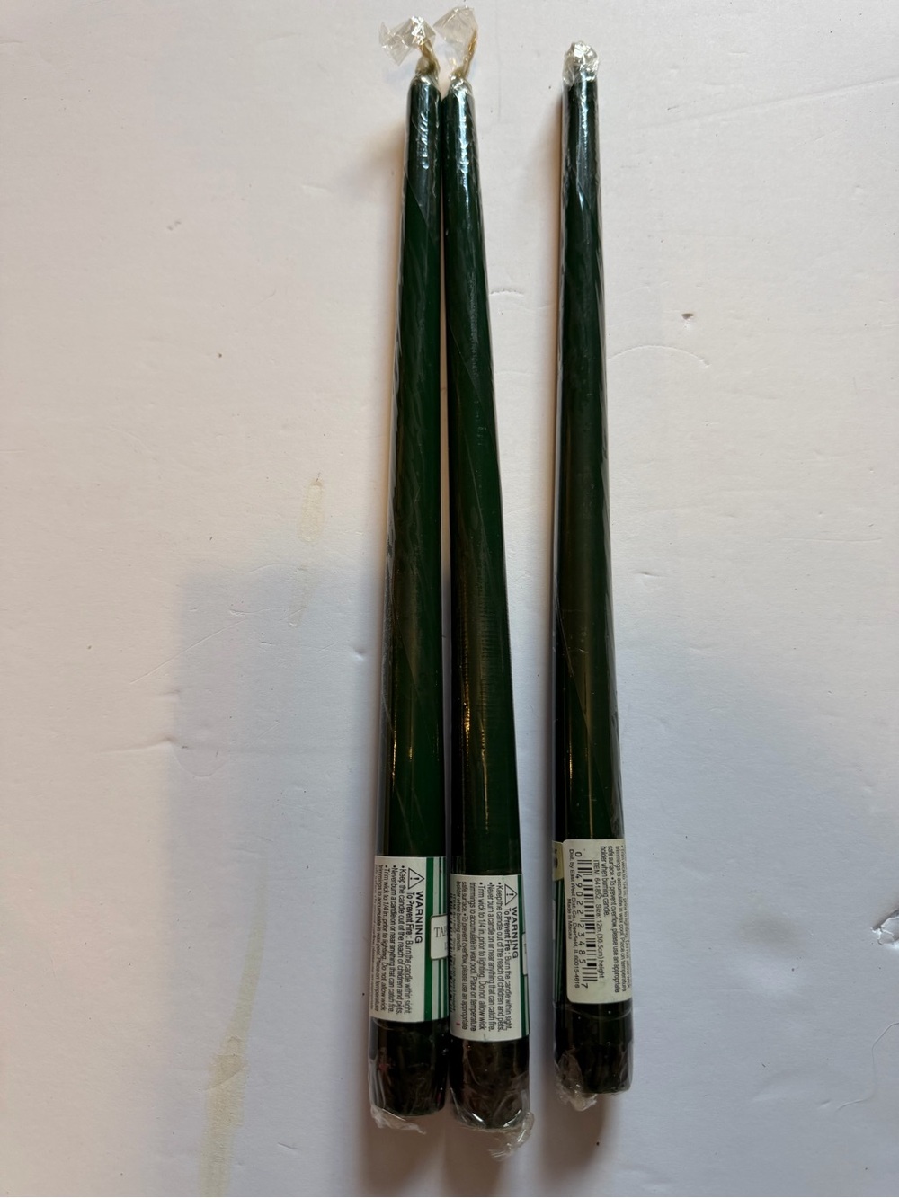 Dark Green 12" Taper Candles - Set of Three Christmas Table Decor